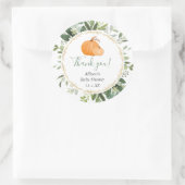 Sticker Rond verdure citrouille or chute feuillage faveur merci (Sac)