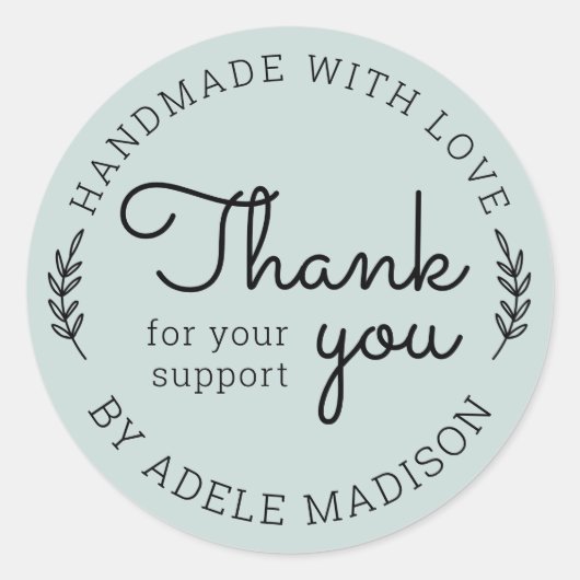 Sticker Rond Verdure Fait Maison Avec Merci D'Amour (Devant)