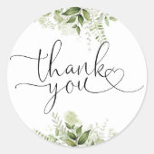 Sticker Rond Verdure Floral Heart Script Merci (Devant)