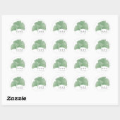Sticker Rond Verdure Ginkgo Tree Aquarelle Mariage Monogramme (Feuille)