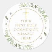 Sticker Rond Verdure Gold Premier message de communion sainte (Devant)