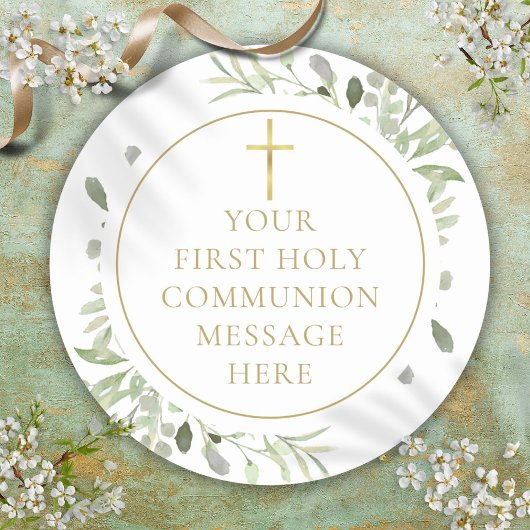 Sticker Rond Verdure Gold Premier message de communion sainte