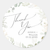 Sticker Rond Verdure lunaire Merci Or Mariage Faveur (Devant)