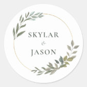 Sticker Rond Verdure minimale feuille & Cercle géométrique or (Devant)