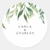 Sticker Rond Verdure moderne Foliage Mariage Enveloppe Phoques (Devant)