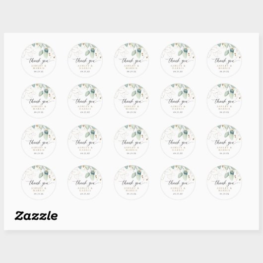 Sticker Rond Verdure or Eucalyptus Rustique Mariage (Feuille)