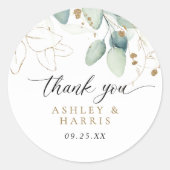 Sticker Rond Verdure or Eucalyptus Rustique Mariage (Devant)