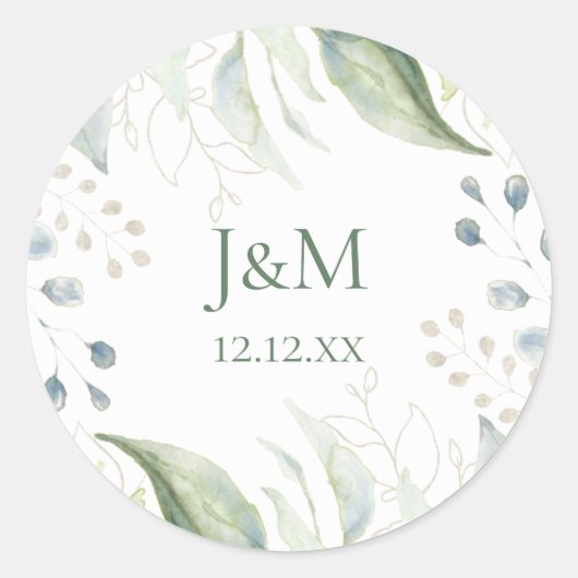 Sticker Rond Verdure Or Feuille couronne (Devant)
