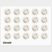 Sticker Rond Verdure rustique Blanc Floral Mariage (Feuille)