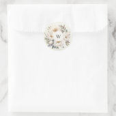 Sticker Rond Verdure rustique Blanc Floral Mariage (Sac)