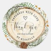 Sticker Rond Verdure Rustique Fait À La Main Avec Amour (Devant)