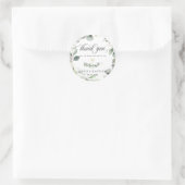 Sticker Rond Verdure rustique Foliage Or Baptême Merci (Sac)