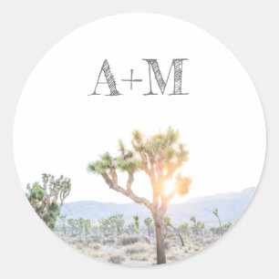 Sticker Rond Verdure rustique Joshua Tree Monogram Mariage