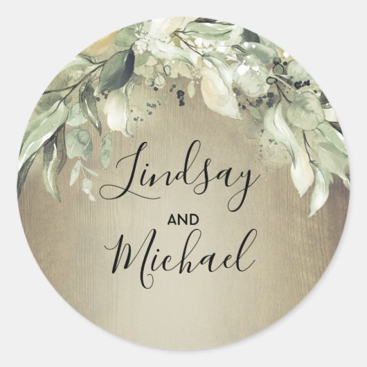 Sticker Rond Verdure rustique Pays Mariage bois (Devant)