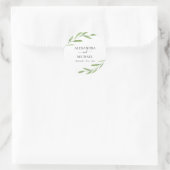 Sticker Rond Verdure Rustique Simple Elégant Mariage d'aquarell (Sac)