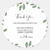 Sticker Rond Verdure Tropical Eucalyptus Merci Favoriser (Devant)