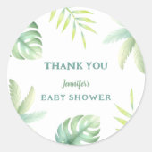 Sticker Rond Verdure tropicale Aquarelle Baby shower vert (Devant)