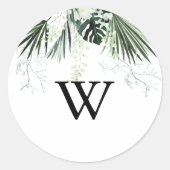 Sticker Rond Verdure tropicale Enveloppe Mariage florale (Devant)