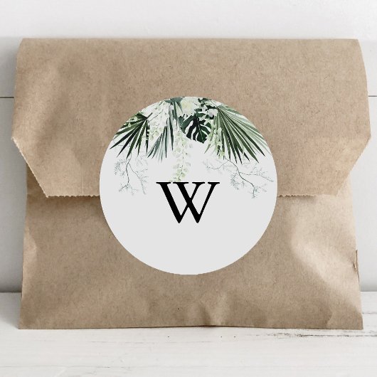 Sticker Rond Verdure tropicale Enveloppe Mariage florale
