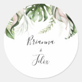 Sticker Rond Verdure tropicale or Mariage Enveloppe Phoques (Devant)