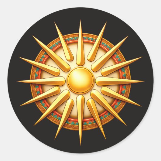 Sticker Rond Vergina Sun Emblem – Ancient Macedonian Symbol (Devant)