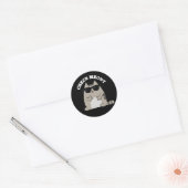 Sticker Rond Vérifier Meowt Funny Cool Chat Pun Dark BG (Enveloppe)