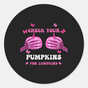 Sticker Rond Vérifiez votre Citrouille Hallow de sensibilisatio