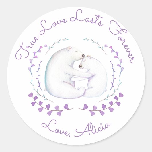Sticker Rond Véritable Amour Dure Pour Toujours Ours Polaire Va (Devant)