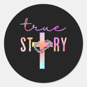 Sticker Rond Véritable histoire de Pâques Christian Jésus Résur