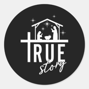 Sticker Rond Véritable histoire Noël Nativité Jésus Christian M