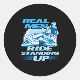 Sticker Rond Véritable Homme Ride Debout Jet Ski Design