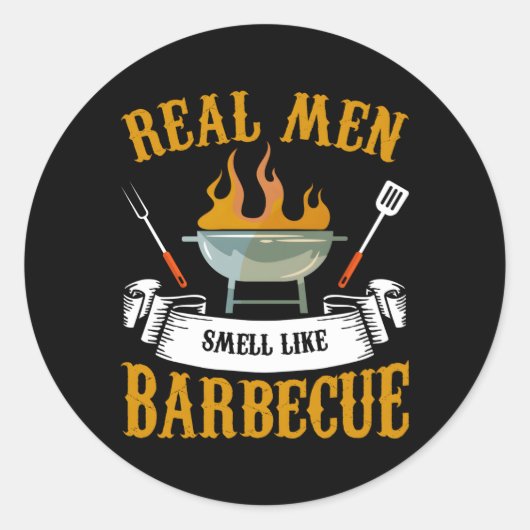 Sticker Rond Véritable Odeur Comme Barbecue Barbecue Grill Cook (Devant)