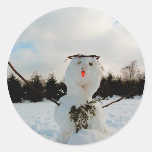 Sticker Rond Véritable photo de snowman (Devant)