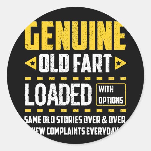 Sticker Rond Véritable Vieux Panier Chargé Avec Options Même Vi (Devant)