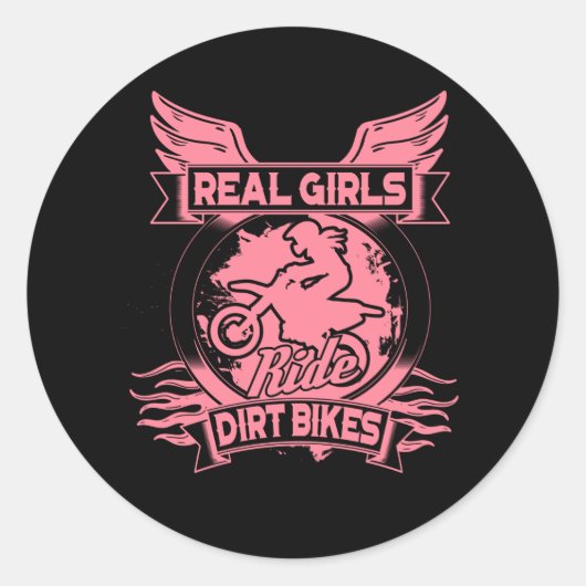 Sticker Rond Véritables Filles Ride Dirt Vélos Pour Femmes Moto (Devant)