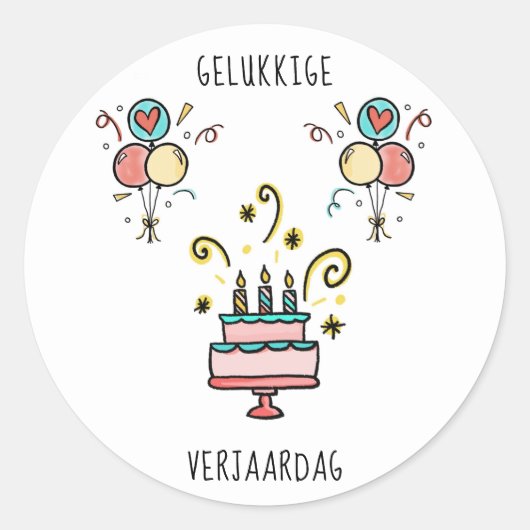 Sticker Rond Verjaardag | Joyeux anniversaire (Devant)