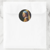Sticker Rond Vermeer : La fille avec la perle Earring autocolla (Sac)