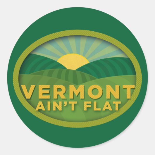 Sticker Rond Vermont Ain't Flat (Devant)