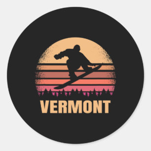 Sticker Rond Vermont Snowboard Vintage Vt Snow Boarder Retro