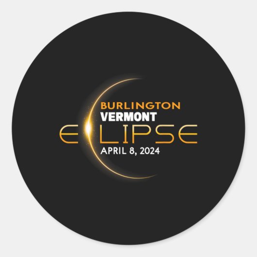 Sticker Rond Vermont Total Solar Eclipse 2024 (Devant)