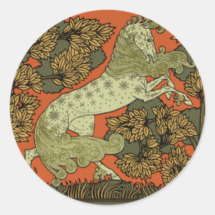 Sticker Rond Verneuil Art Nouveau Cheval : Équestre Vintage