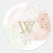 Sticker Rond Vernis Mariage Monogramme Confetti Or (Devant)