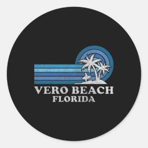 Sticker Rond Vero Beach Floride Famille Vacances été Vintage