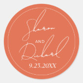 Sticker Rond Verona coucher de soleil orangé script calligraphi (Devant)