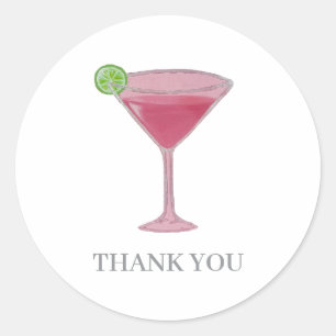 Sticker Rond Verre à Martini Cosmo Peinture Merci