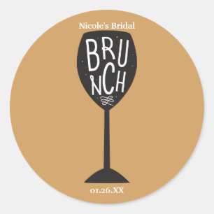 Sticker Rond Verre à vin BRUNCH Moderne Tendance Cadeau personn