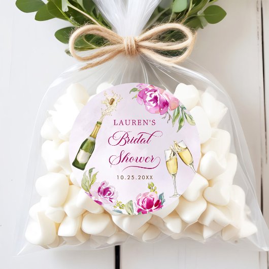 Sticker Rond Verre à vin floral Baby Shower