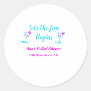 Sticker Rond Verre à vin rose bleu enterrement de vie de jeune