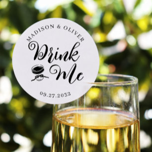 Sticker Rond Verre à vin Shot Drink Me Cadeau de Mariage
