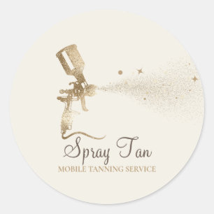 Sticker Rond Verre Beige Spray Tan Mobile Tanning Air Brush